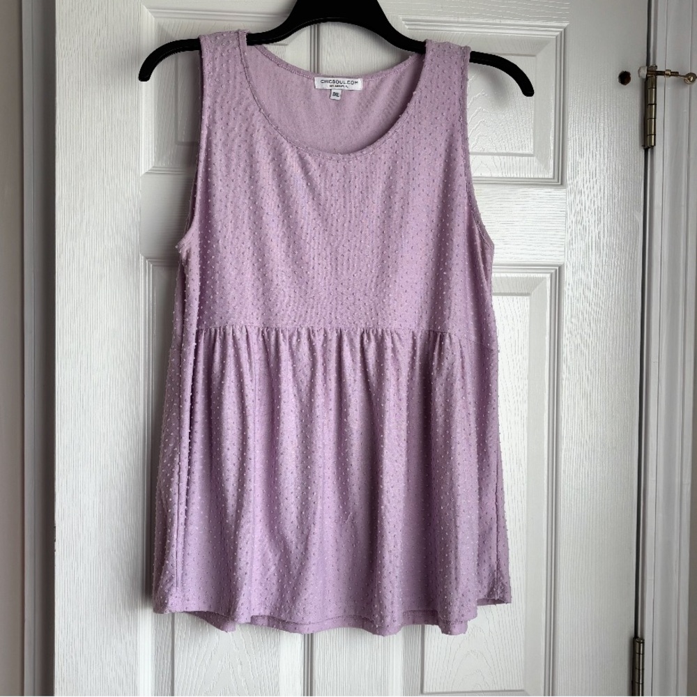Chic Soul Lavender Sleeveless Textured Babydoll Tank